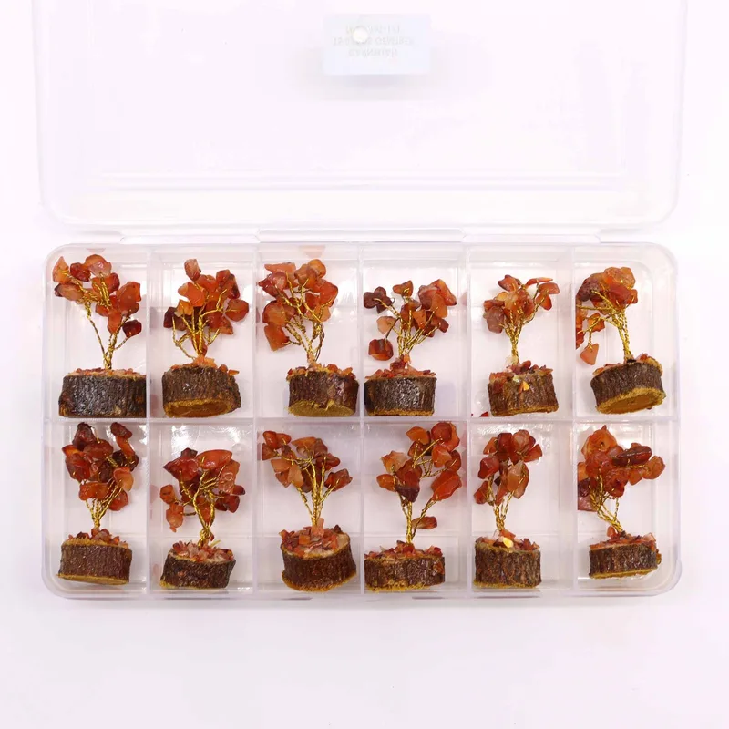 Mini Gemstone Trees On Legno Base - Carnelian (15 stones) — foto 5