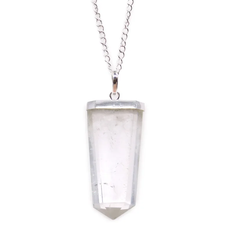 Gemstone Flat Pencil Pendant Rock Quartz