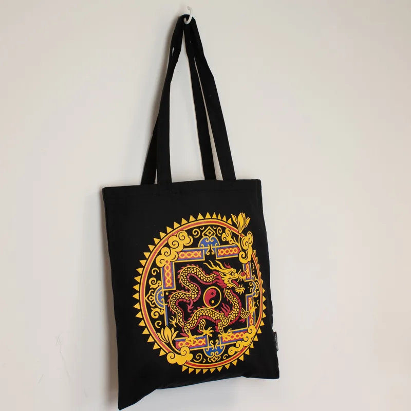 Iconic Classic Tote Bag - Dragon Yin & Yang- Nero 6oz — foto 3