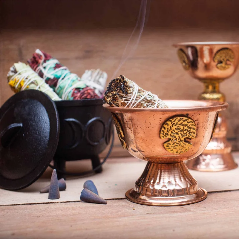 Antique Copper Ritual Chalice Triple Moon 10x8cm — foto 1