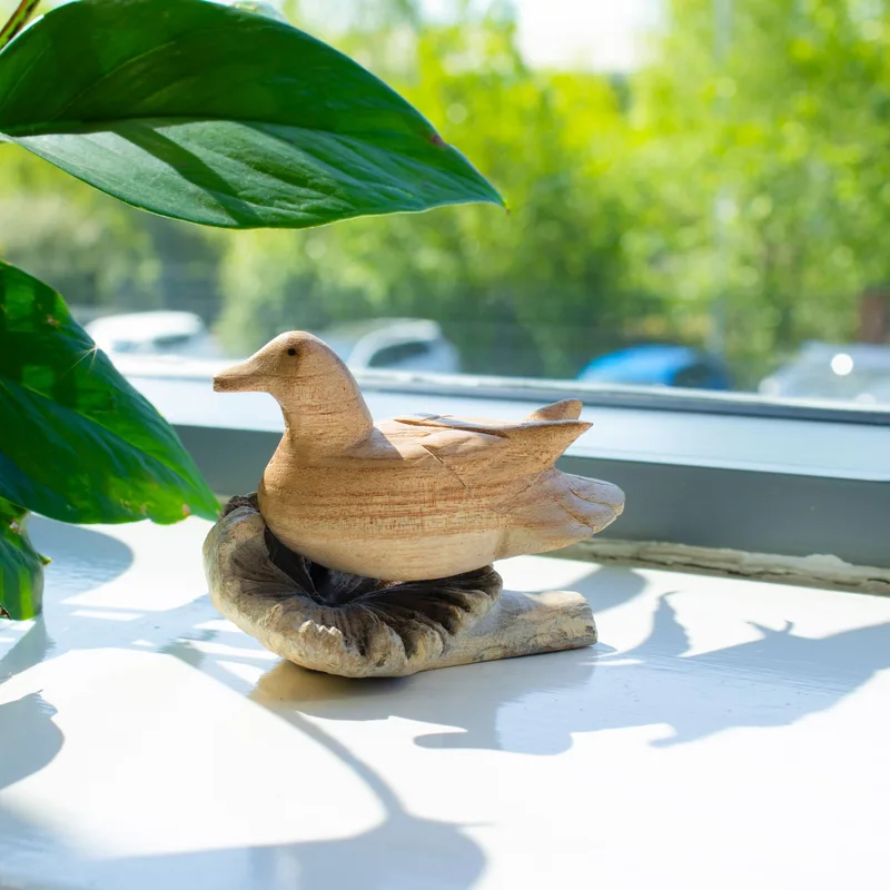 Fatto a mano Parasite Legno Art Carving - Selvatico Duck Resting