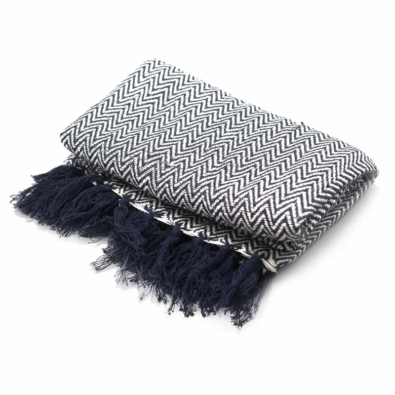 Boho Comfort Throws Navy Zigzag — foto 2
