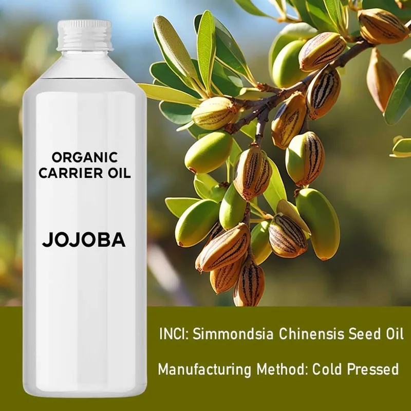 Olio di jojoba puro organico per la cura della pelle — Cura e idrata la pelle.