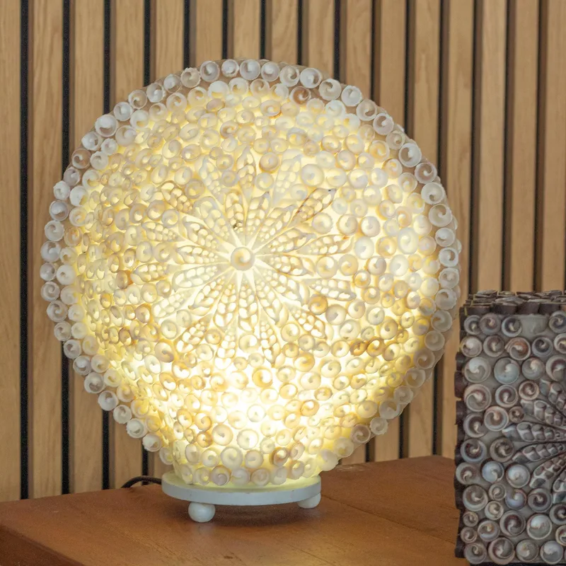 Boho Sea Shell Lamp Cut Art Shell Large Round 30cm — foto 5