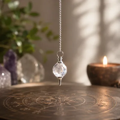 Faceted Gemstone Pendulum Rock Quartz — foto 1
