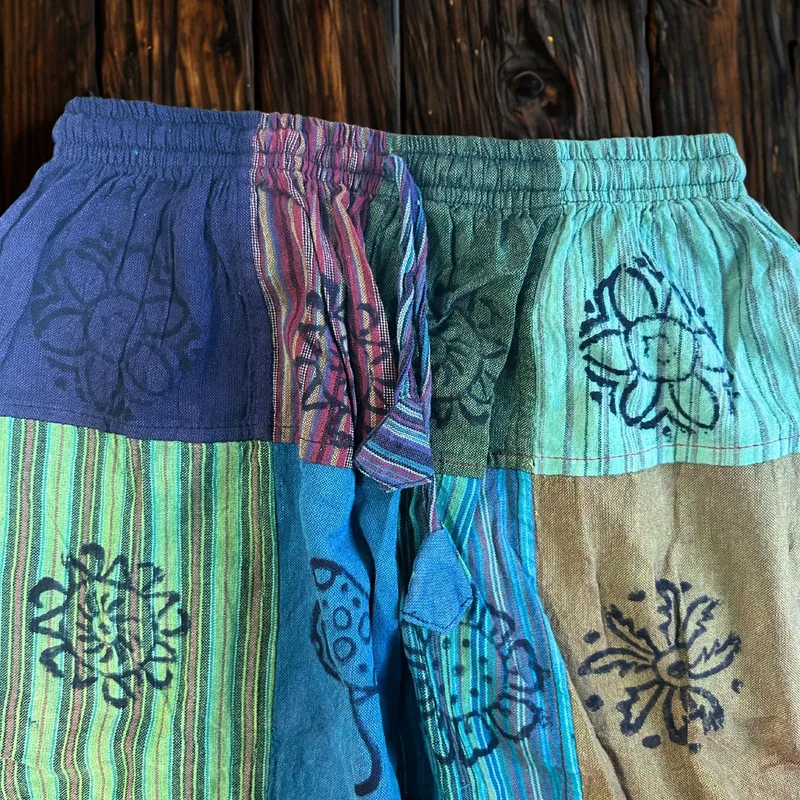 Nomad Sari Mushroom Pants Block Print Designs -Green Tones S/M — foto 3