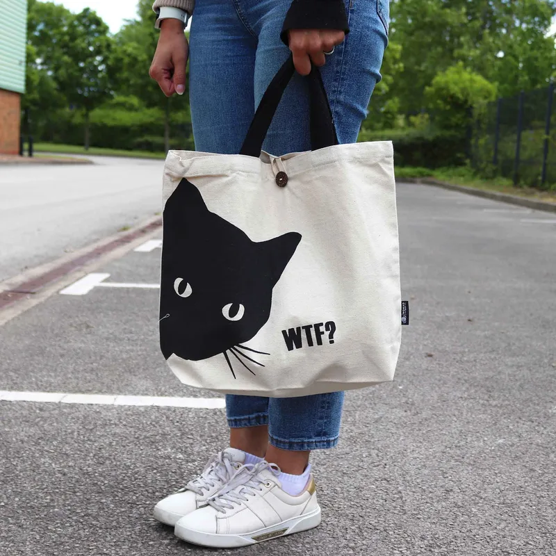 Nomad Sari Iconic Classic Tote Bag - Nero Cat - Naturale 10oz