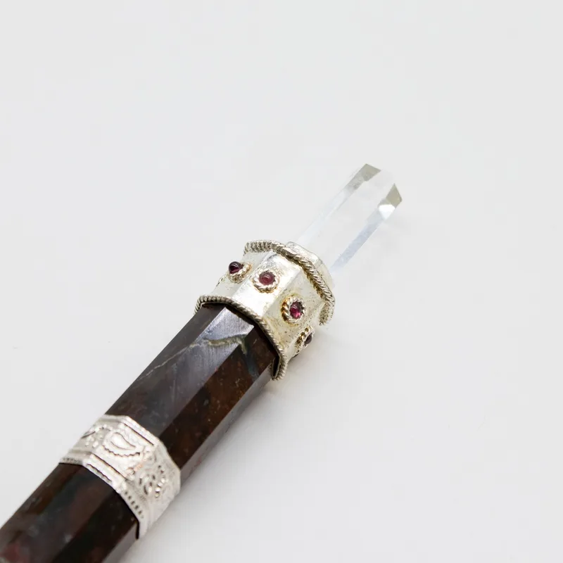 Bloodroot Soverign Wand -Extra Long Fancy Jasper Magic Crystal Ball top 26cm