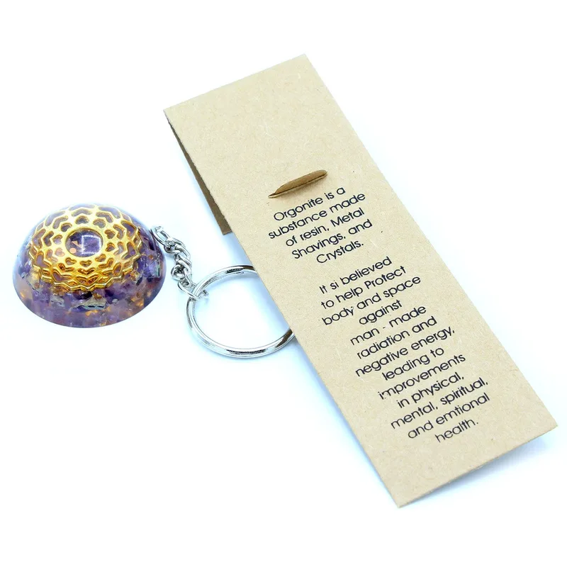 Orgonite Power Keyring Amethyst Mandala Hearts — foto 2