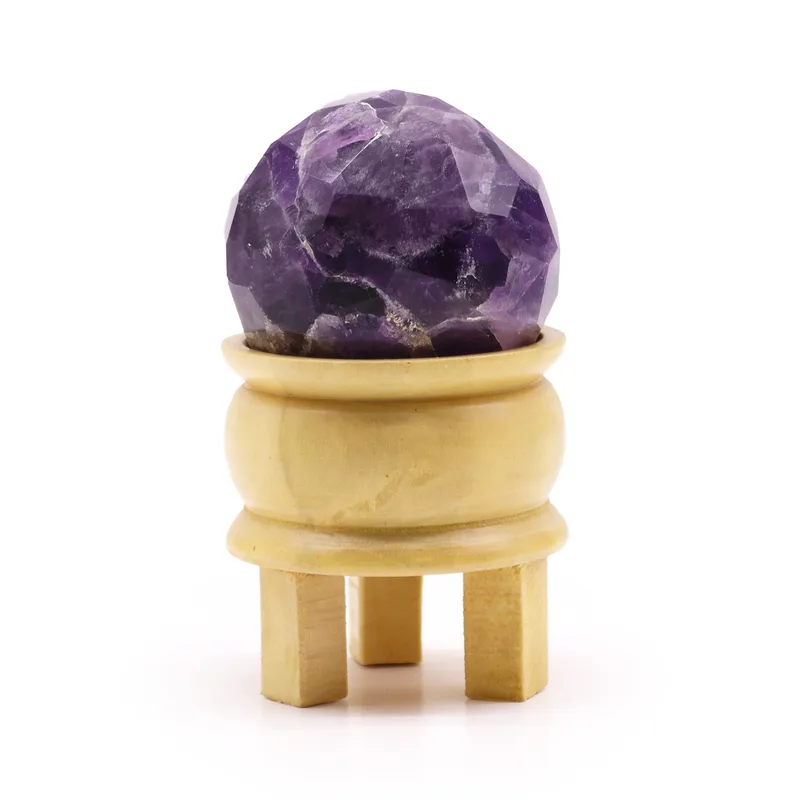 Gemstone Faceted Healing Ball & Stand Amethyst