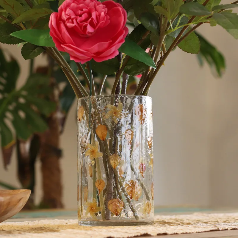 Naturale Floral Glass Tall Vase Candela Porta Rosa - — foto 3