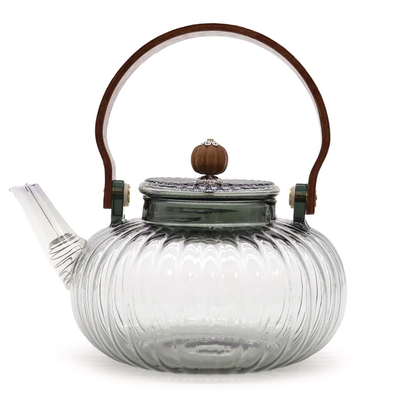 Glass Infuser Teapot Charcoal Ribbed Pearl 950ml