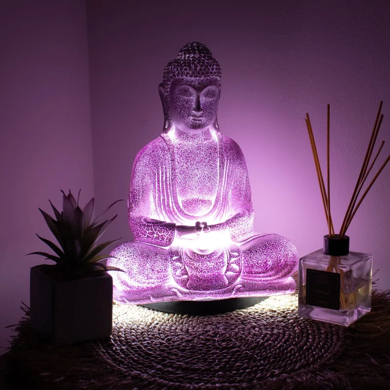 Meditation Buddha Lamp Lavanda Crackle Oval Stand — foto 2
