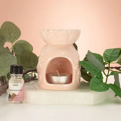 Ceramic Sunflower Olio Bruciatore - Pastel Pink — foto 1