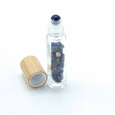 Olio Roller Bottiglia con Pietra Naturale – Sodalite – Cappuccio in Legno + Punta Roller in Pietra per Flacone da 5 ml — foto 3