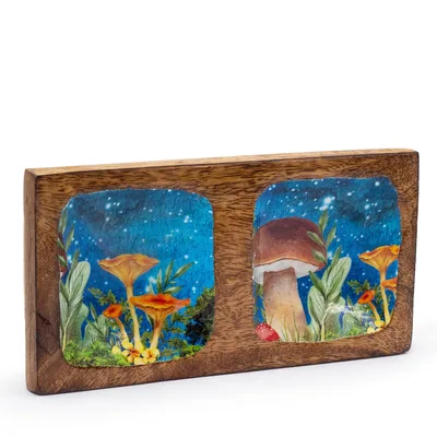 Double Trinket Tray 20x10x2.5cm Mushroom Design Teal — foto 3