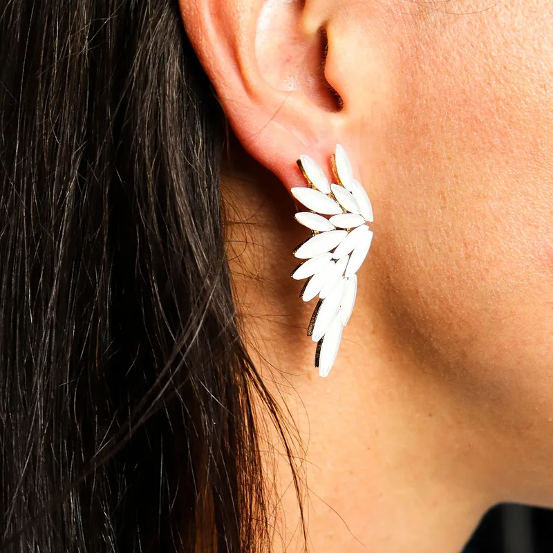 Pearl - Vintage Glass - Angel Wings - Earrings — foto 5