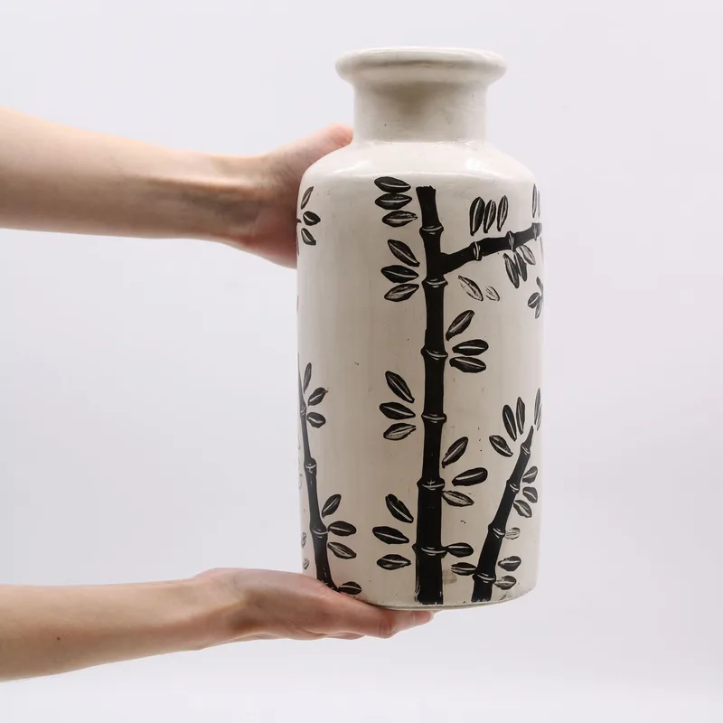 Bamboo Motif Straight Vase Naturale — foto 2