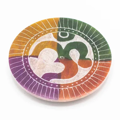 Soapstone Disc Incenso Porta 8cm - Om