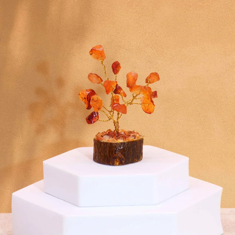 Mini Gemstone Trees On Legno Base - Carnelian (15 stones)