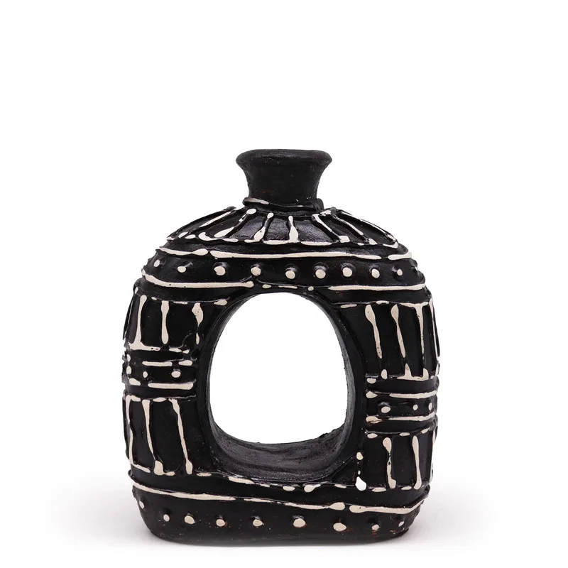 Oval Donut Shaped Vase Chocolate 18cm