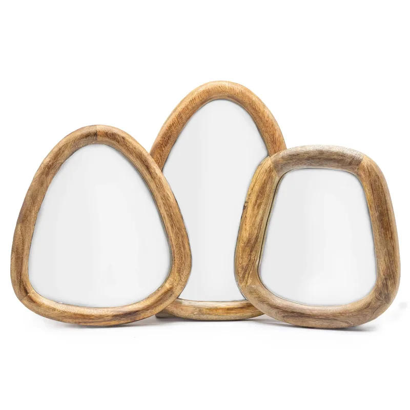 Set of 3 Pebble Shaped Mirrors Dark Brown Finish — foto 2