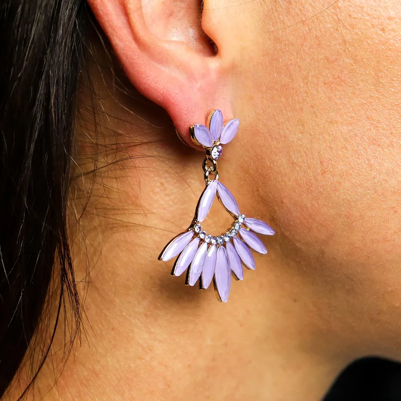 Lavanda Vintage Glass Long Drop Earrings — foto 1