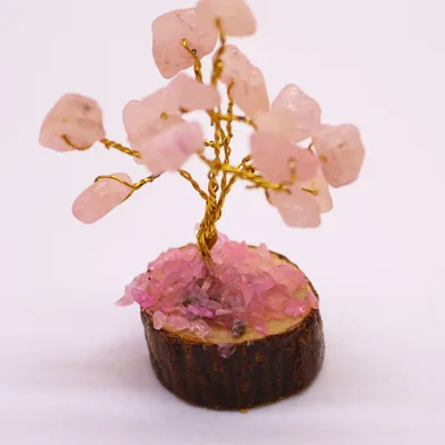 Mini Gemstone Trees On Legno Base - Rosa Quartz (15 stones) — foto 1
