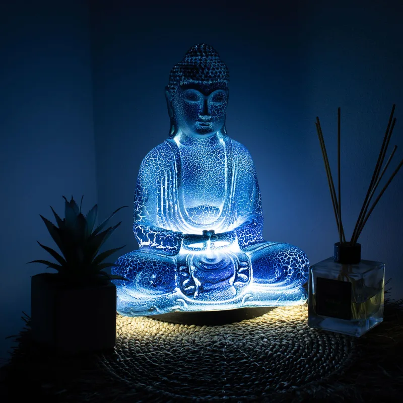 Meditation Buddha Lamp Sky Blu Oval Stand — foto 2