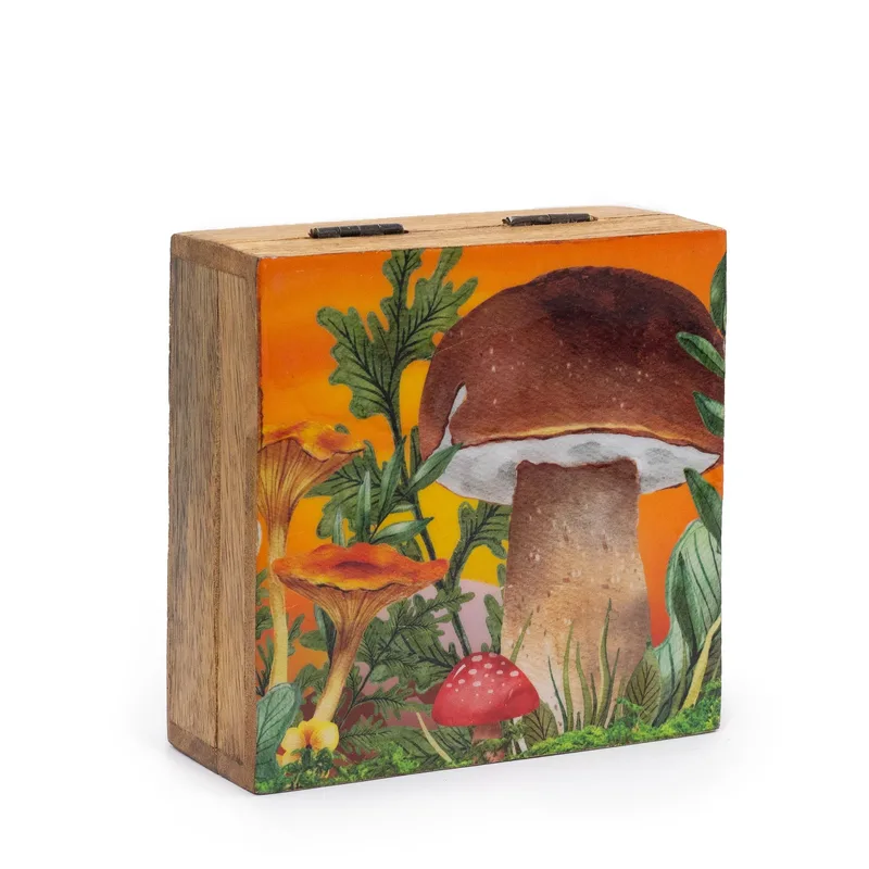 Med Square Scatola 13.5x13.5x6cm Mushroom Design Maroon — foto 1