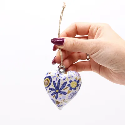 Lrg Decor Legno Heart - Blu Floral