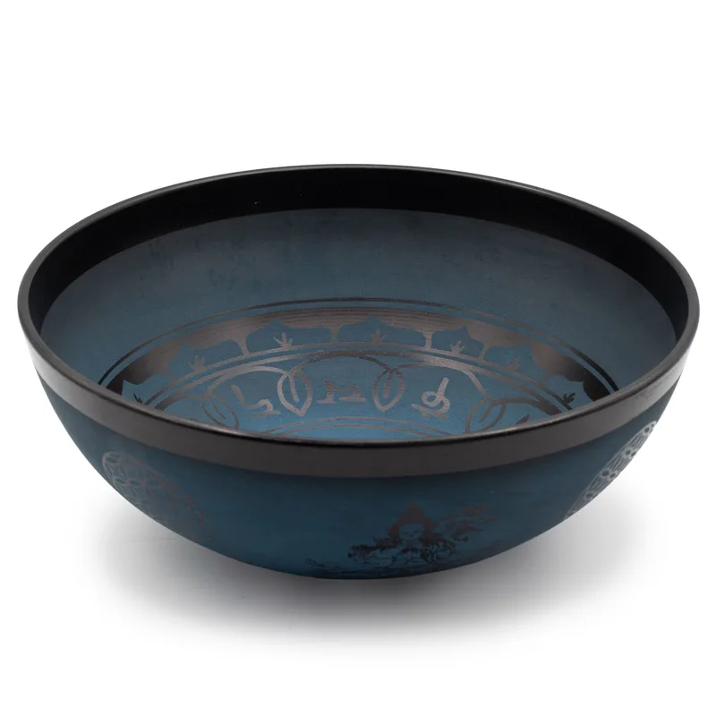 Large Aluminum Singing Bowl Tibetan Double Dorjy Design Blu — foto 2