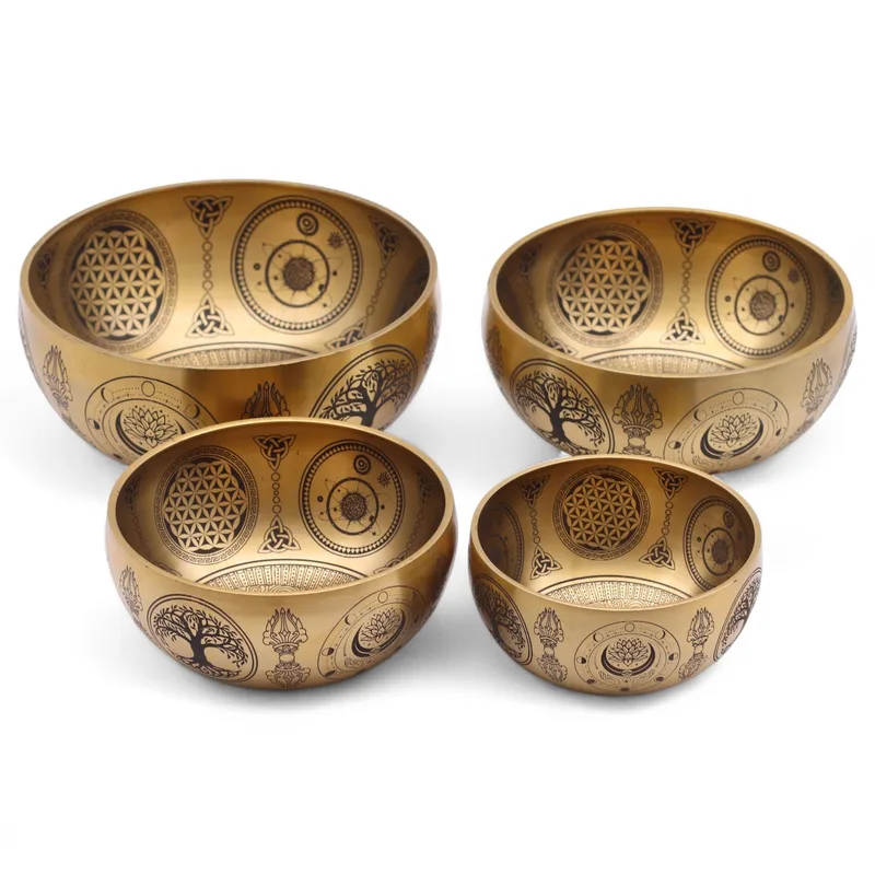 Puro Brass Etched Buddha Set of 4 Approx 3.85kg