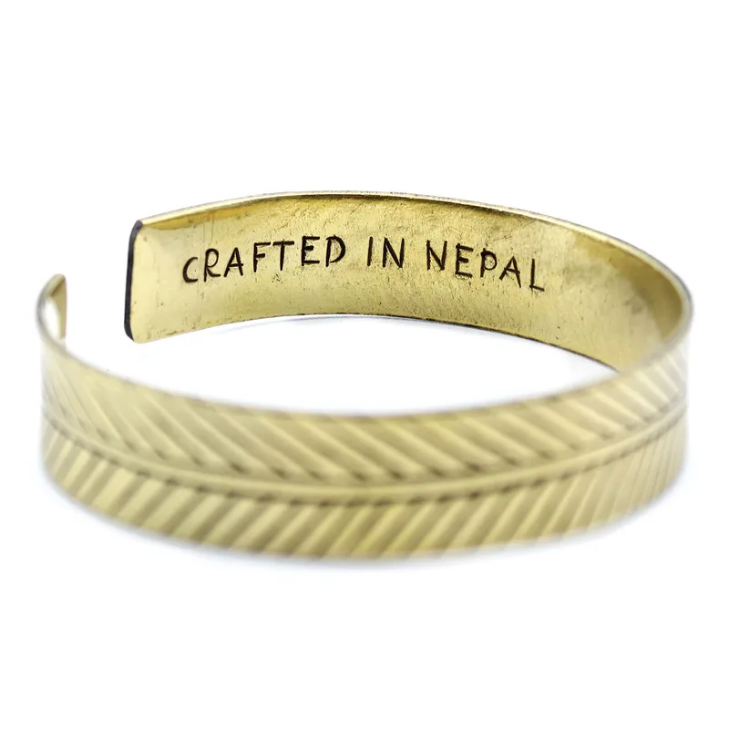 Brass Tibetan Bracelet Wide Tribal Leaf — foto 2