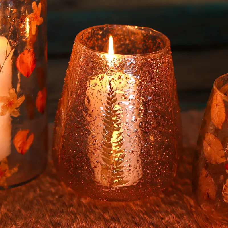 Naturale Floral Glass Large Bowl Candela Porta Pino - — foto 4