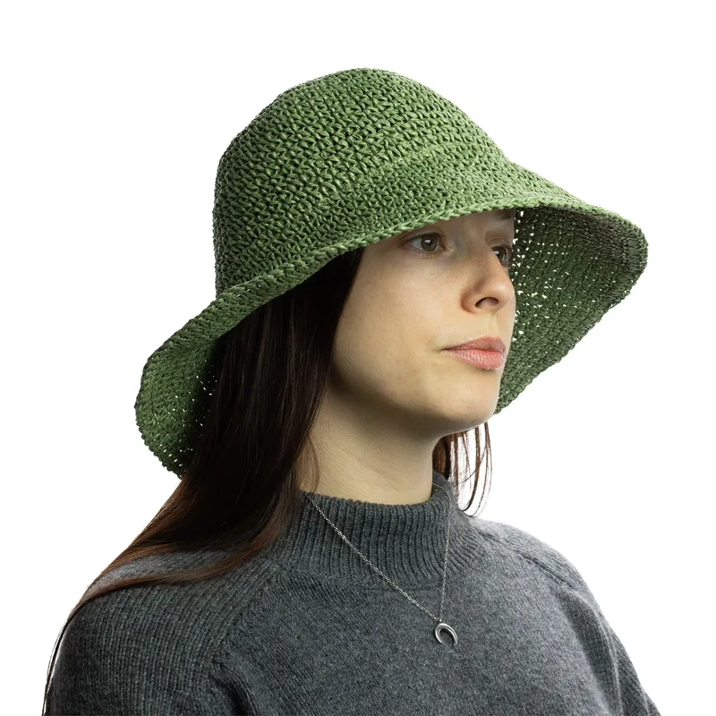 Nomad Sari Floppy Straw Sun Hat - Moss Verde — foto 5