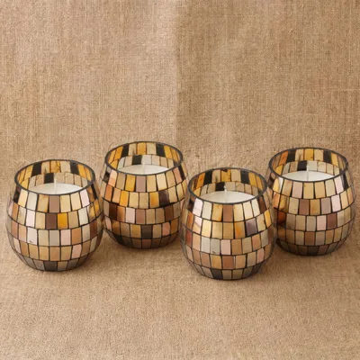 Small Glass Jar Candele - Ambra Mosaic — foto 2