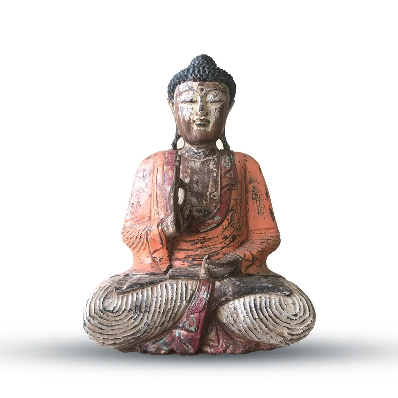 Vintage Arancia Hand Carved Buddha Statue 60cm Teaching Transmission