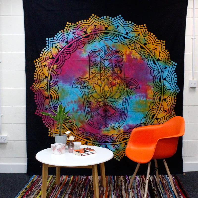 Double Cotton Bedspread + Wall Hanging Nero Hamsa 230cm x 200cm — foto 2