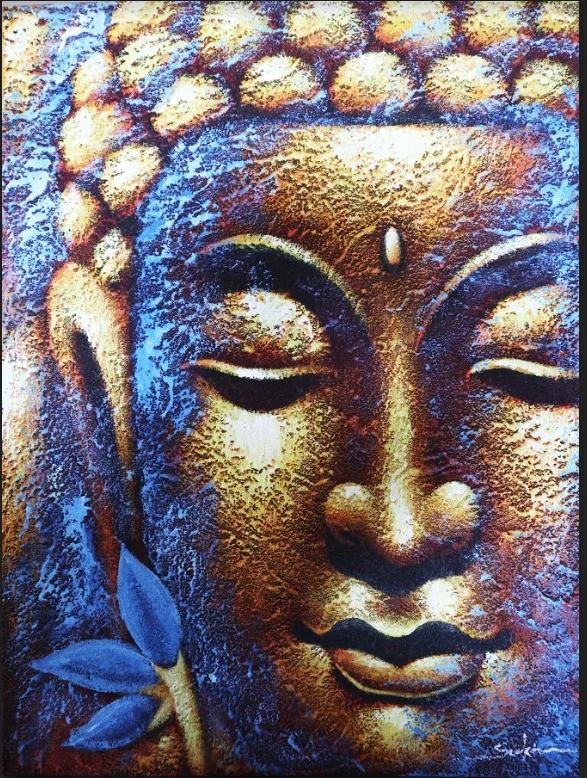 Buddah Painting Oro Face & Lotus Fiore — foto 4