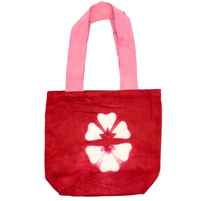 Naturale Tye-Dye Cotton Bag 38x42x12cm Maroon Fiore Pink Handle