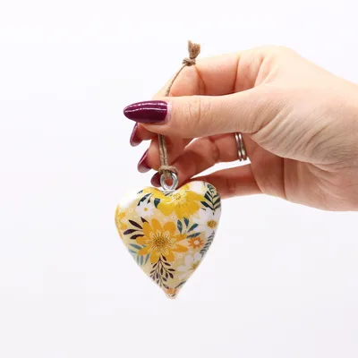 Lrg Decor Legno Heart - Yellow Floral