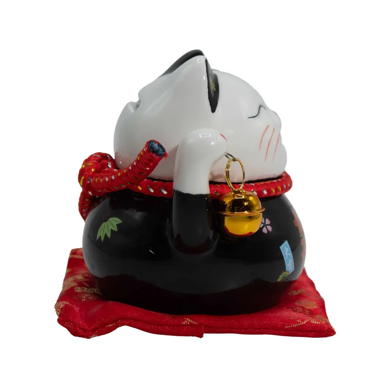 Ceramic Money Cat Bank Nero on Cushion — foto 1