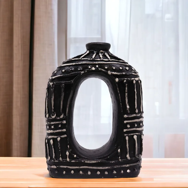 Oval Donut Shaped Vase Chocolate 23cm — foto 1