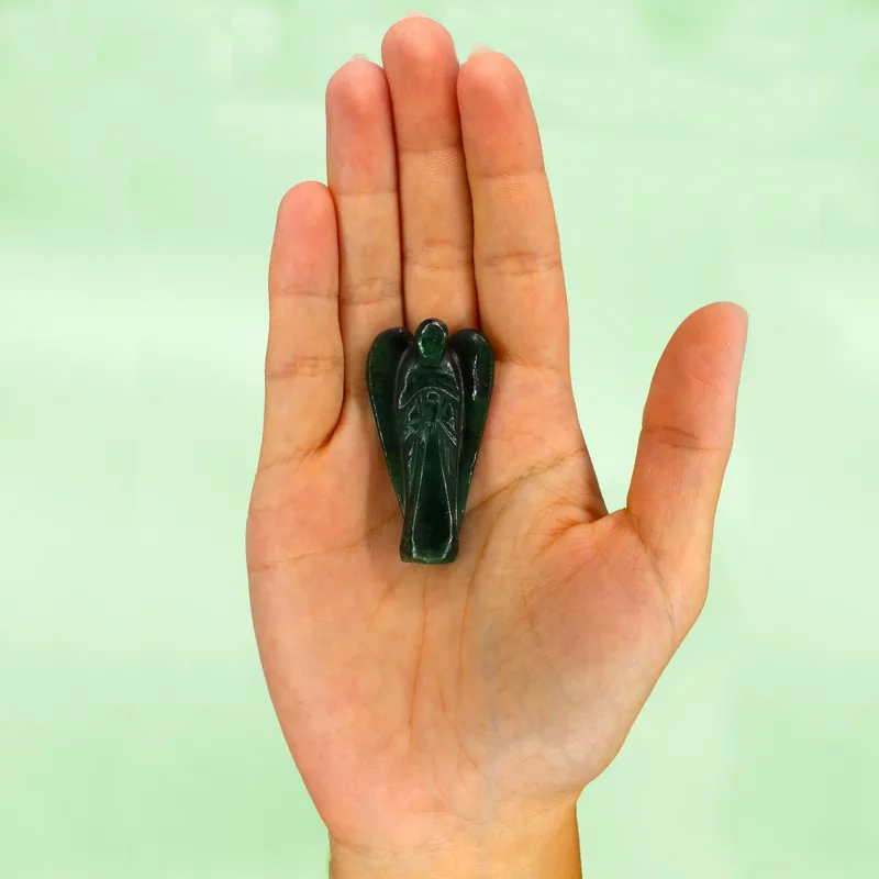 Hand Carved Gemstone Angel - Verde Aventurine — foto 2