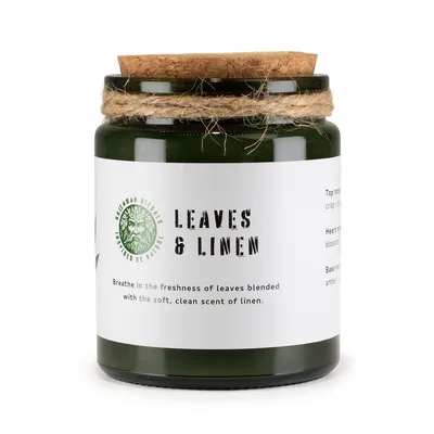 Greenman Woodwick Soy Candela Leaves and Linen
