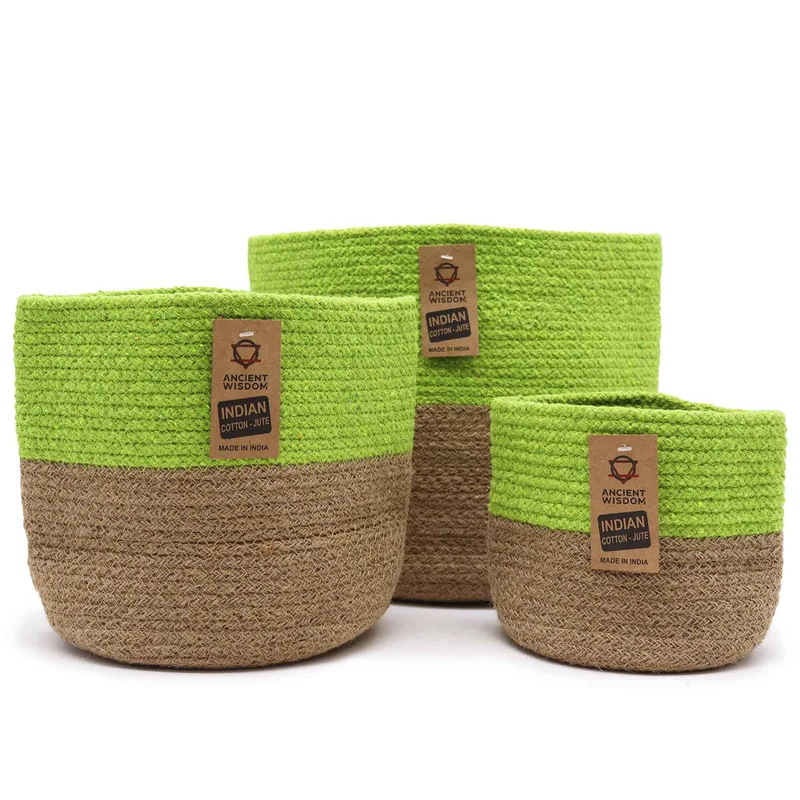 Set of 3 Cotton Rope Storage Baskets Pistachio