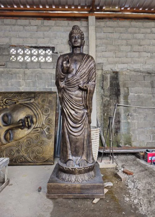 Tall Antique Oro Standing Buddha Statue - 3m Tall