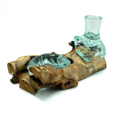 Molten Glass Small Fiore Vase and Tealight Porta on Legno — foto 2