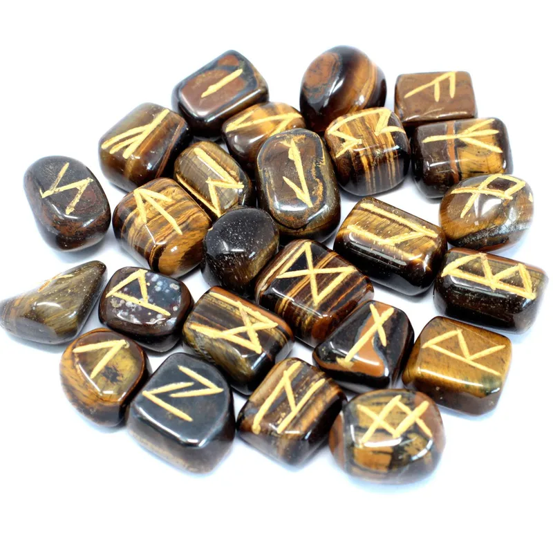 Runes Stone Set in Pouch Tiger Eye — foto 1